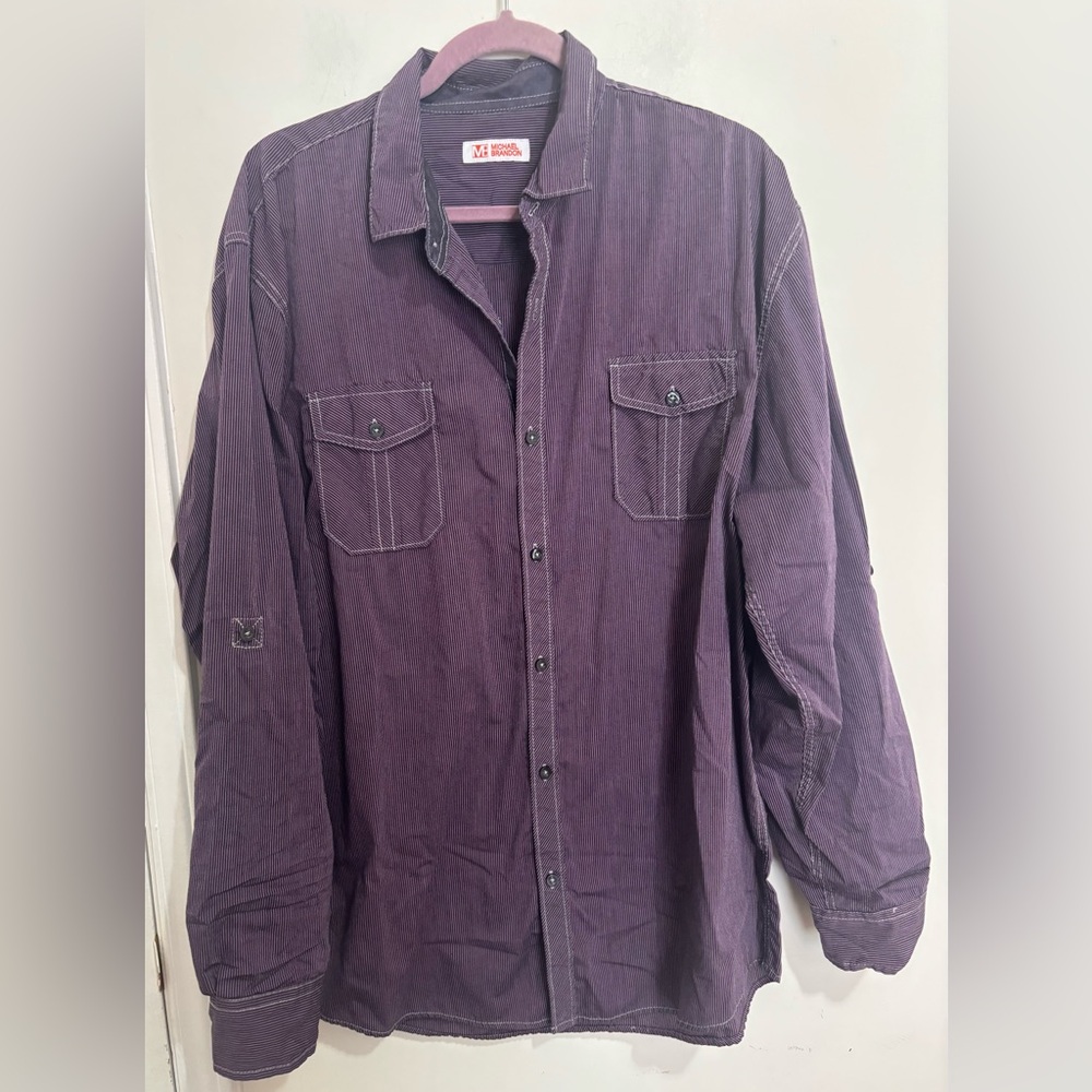 Michael Brandon Purple Striped Shirt